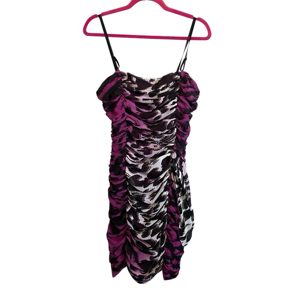 Guess Purple Abstract Ruffled Mini Dress Sz 8 NWT Dark Fairy Witchy Hoco Y2K